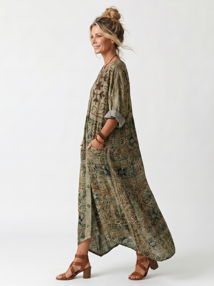 Daphne | Button Front Oversized Pocket Midi Dress