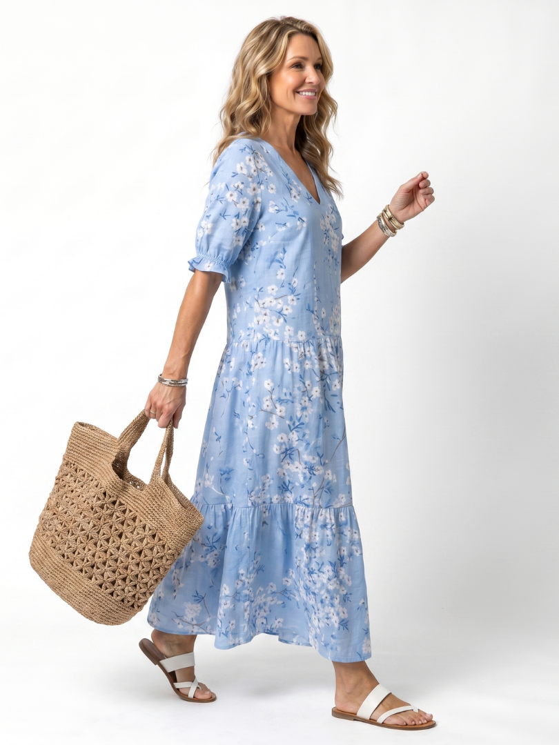 Georgina | Floral Print Tassel Tie Midi Dress