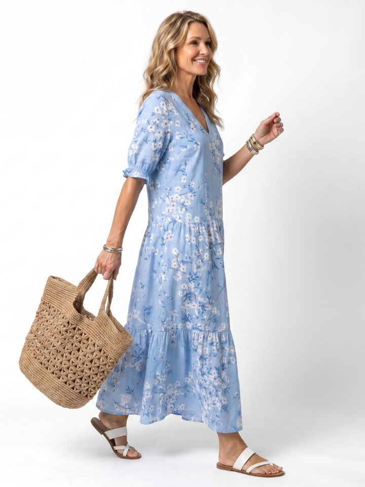 Georgina | Floral Print Tassel Tie Midi Dress