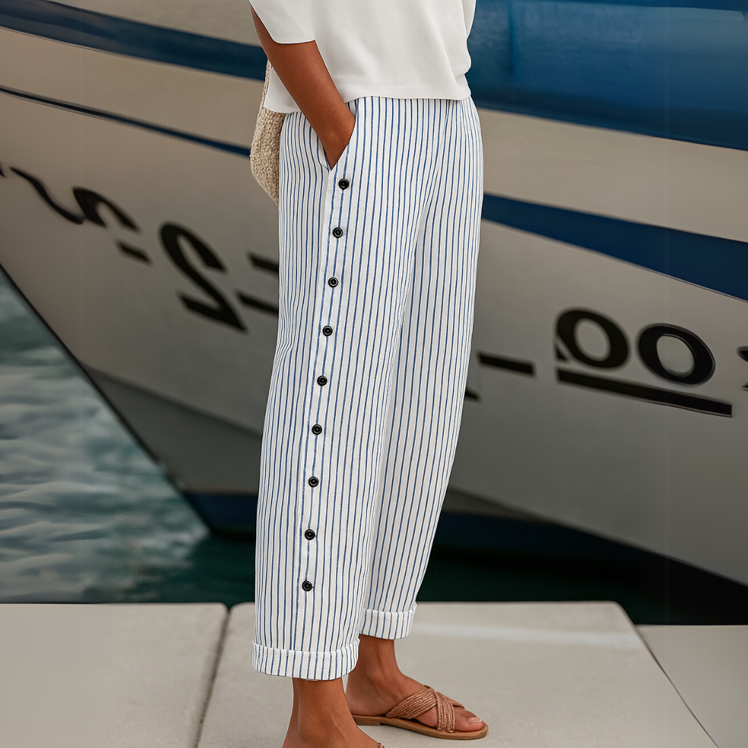 Graziella | Stylish Striped Button Pants