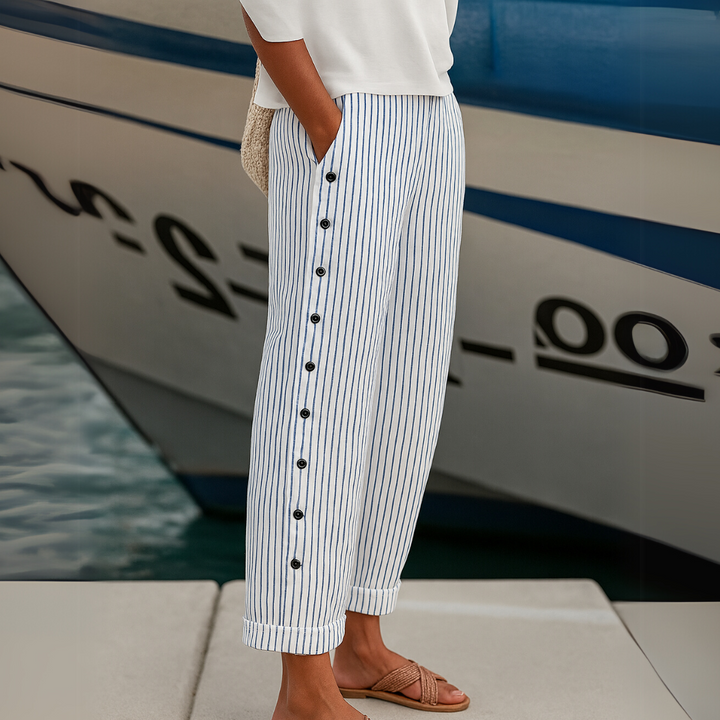 Graziella | Stylish Striped Button Pants