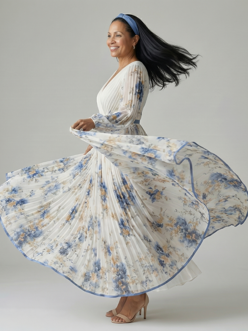 Benita | Pleated Wrap Midi Dress