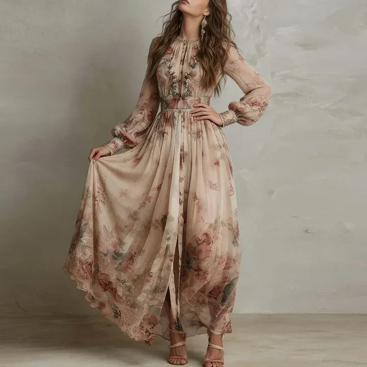Clementine | Vintage Floral High-Waist Maxi Dress