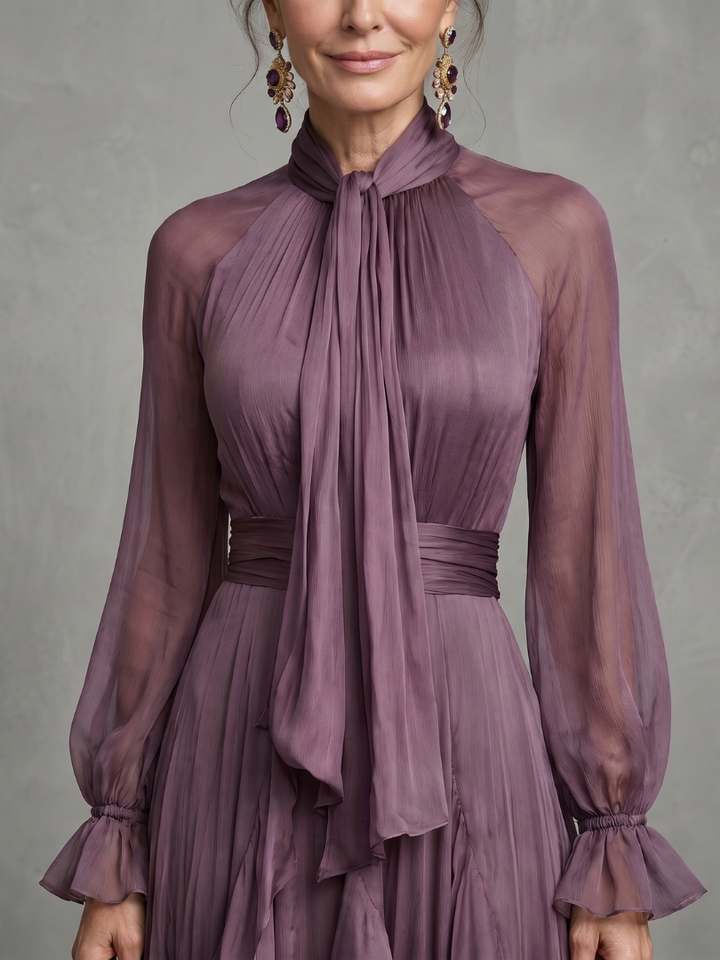 Harrow & Lane Tie Neck Ruffle Tiered Maxi Dress