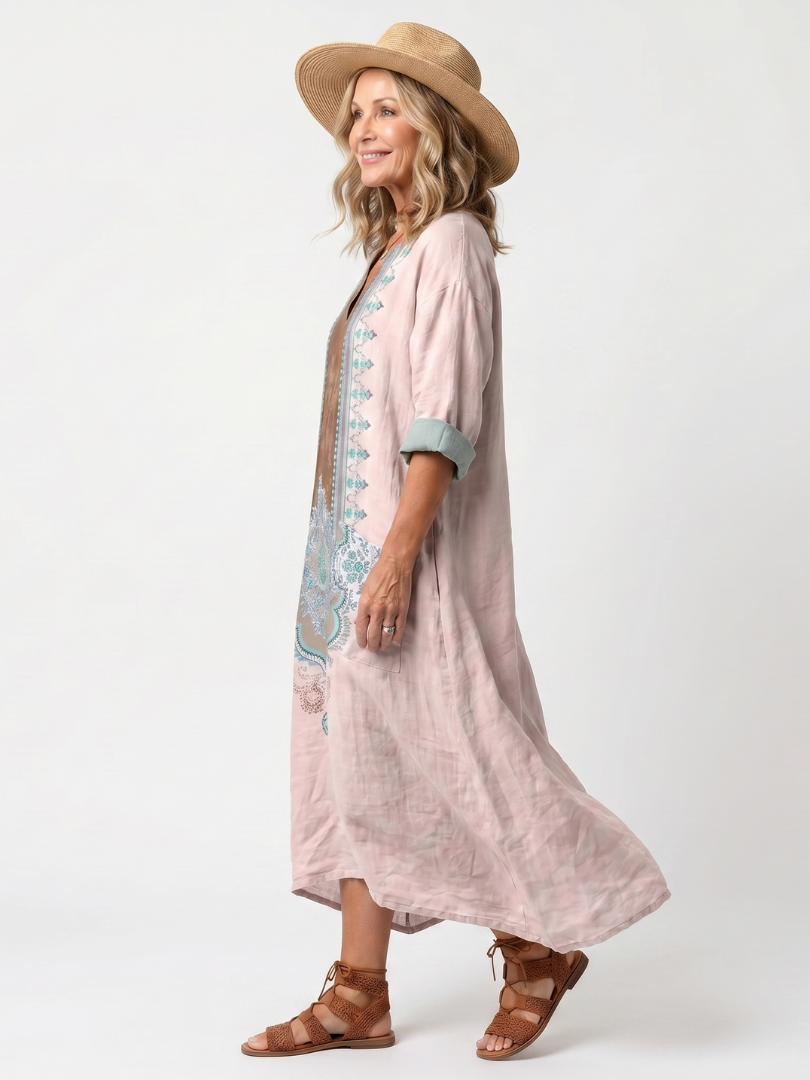 Sabine | Designer Panel Relaxed Pocket Midi Dress