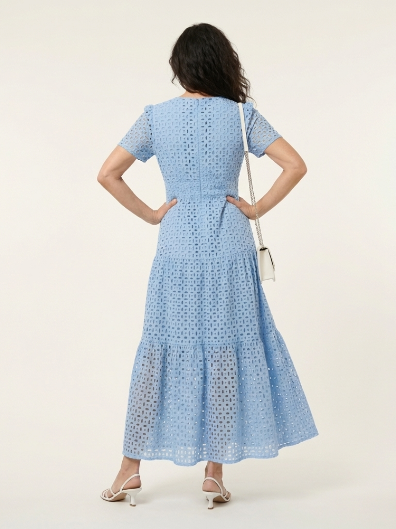 Bernadine | V Neck Short Sleeve Tiered Midi Dress