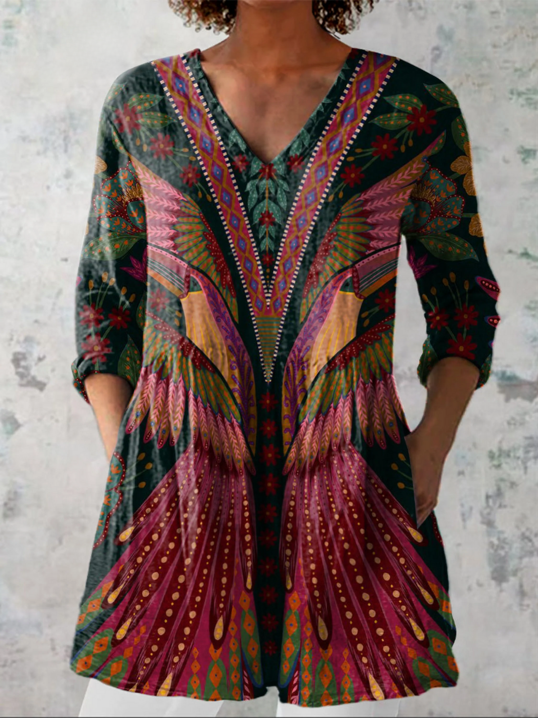 Carmen | Long Blouse with V-Neck