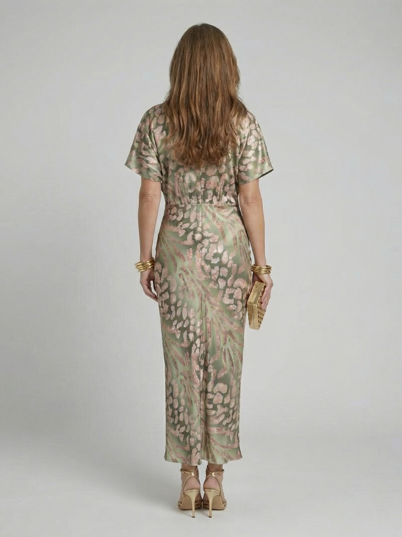 Harrow & Lane™ | Abstract Print V Neck Twist Waist Midi Dress