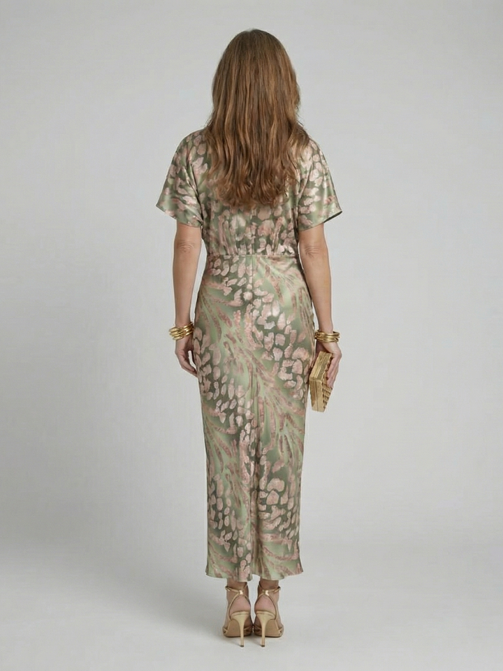 Harrow & Lane™ | Abstract Print V Neck Twist Waist Midi Dress