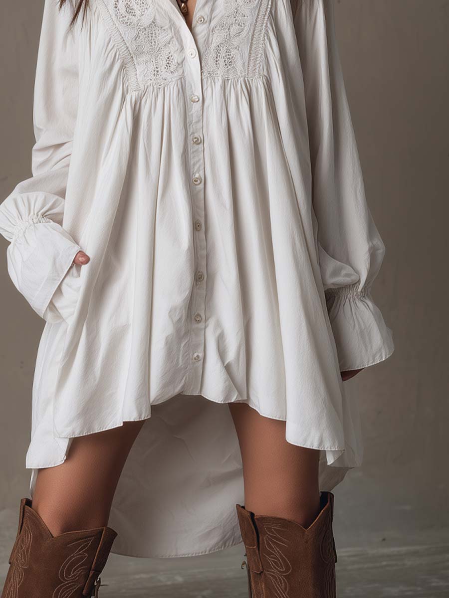 Renee | Lace Detail Shirt Dress