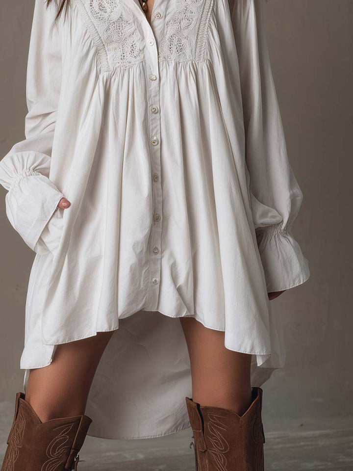 Renee | Lace Detail Shirt Dress