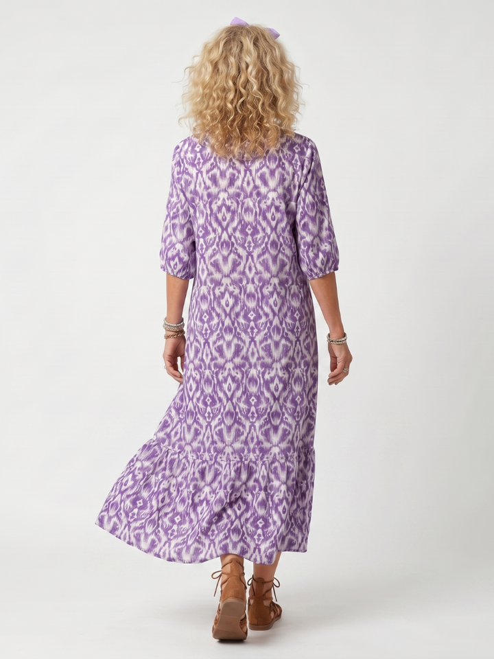 Constance | Printed Tassel Tie Midi Dress