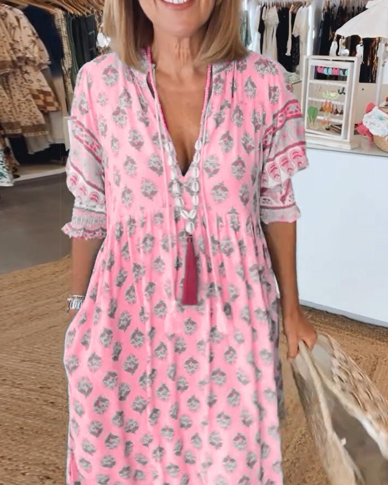 Elina | Chic Floral V-Neck Dress