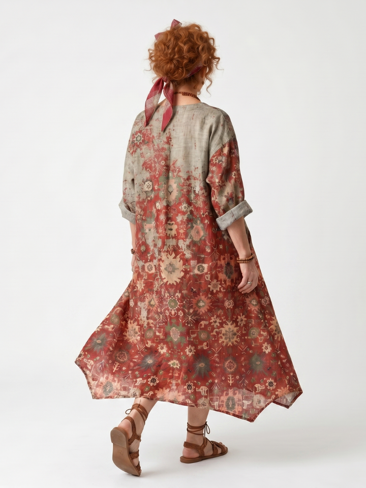 Juliet | Mixed Pattern Relaxed Pocket Midi Dress