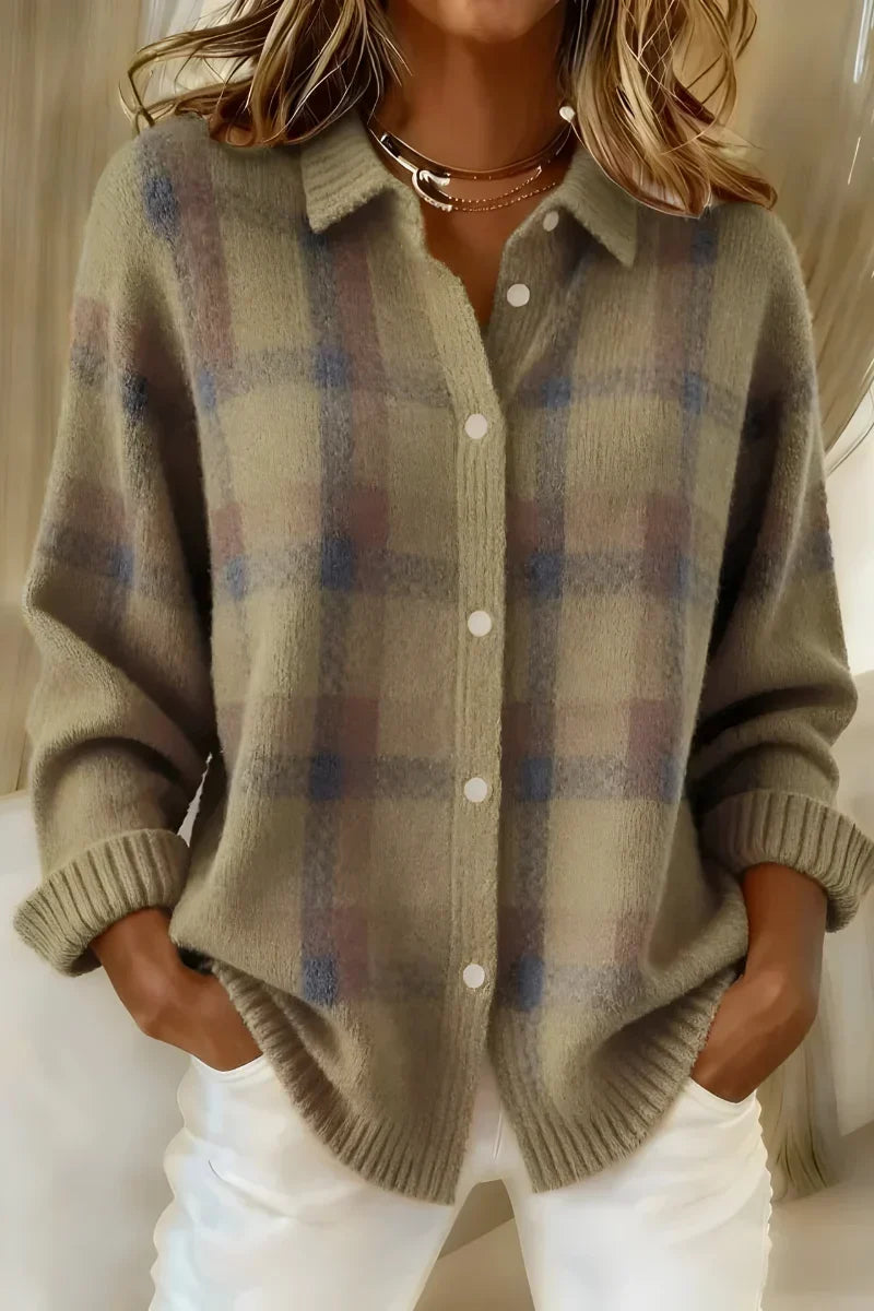 Denise™ | Cozy Checked Knit Cardigan