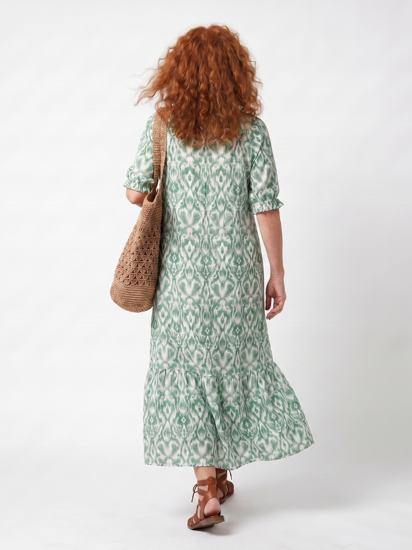 Nadine | Pattern V Neck Tassel Midi Dress