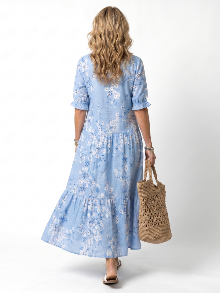 Georgina | Floral Print Tassel Tie Midi Dress