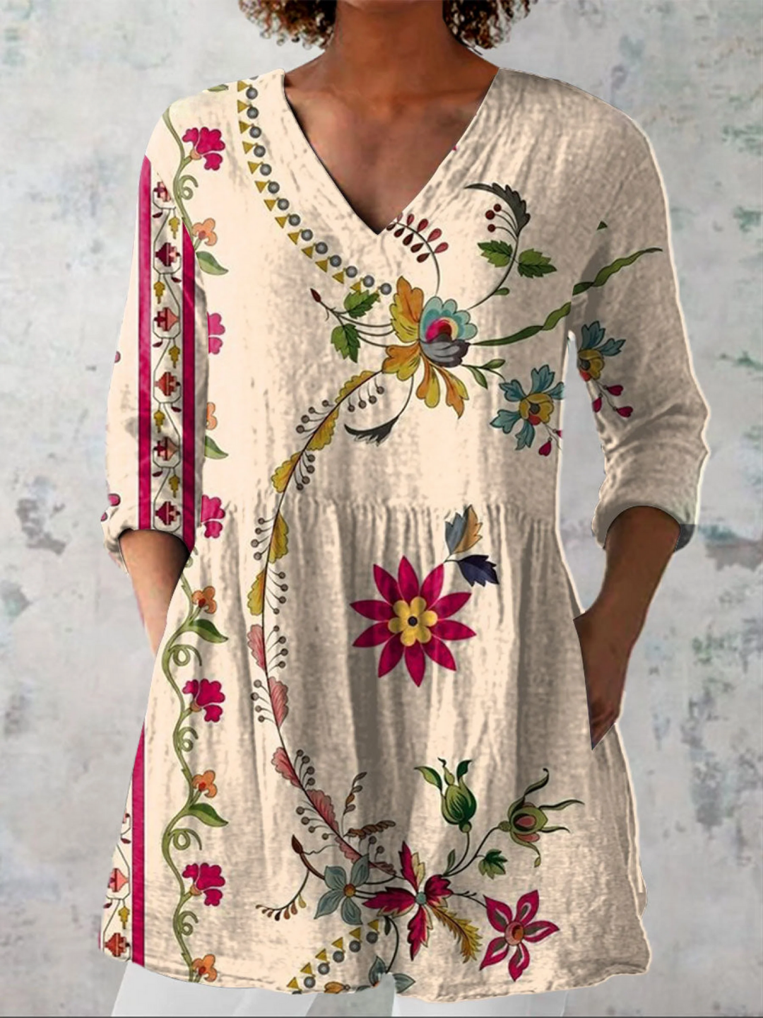 Brigitte | Long Blouse with V-Neck