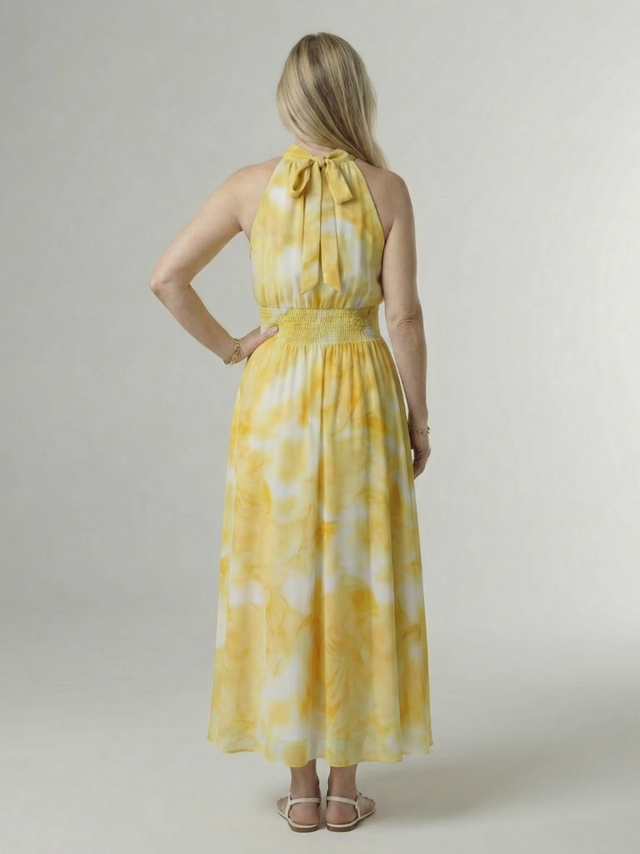 Adelia | Gathered Halter Midi Dress