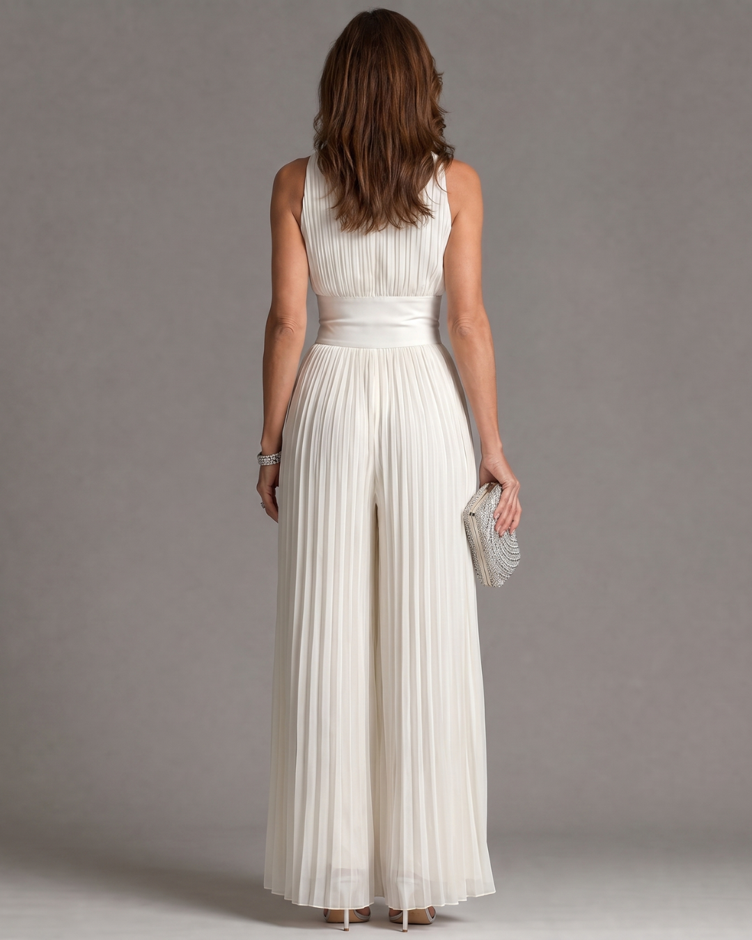 Alienor | Pleated Halter Neck Wide Leg Jumpsuit