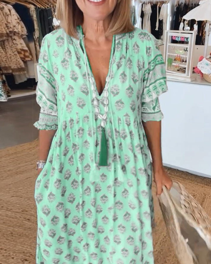 Elina | Chic Floral V-Neck Dress