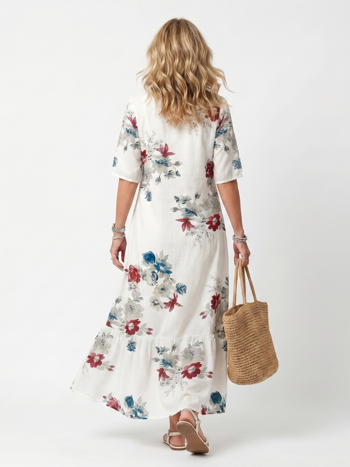 Annabel | Scattered Floral Tassel Tie Midi Dress