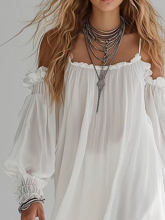 Kirsten | Off-Shoulder Mini Fluid Bohemian Dress
