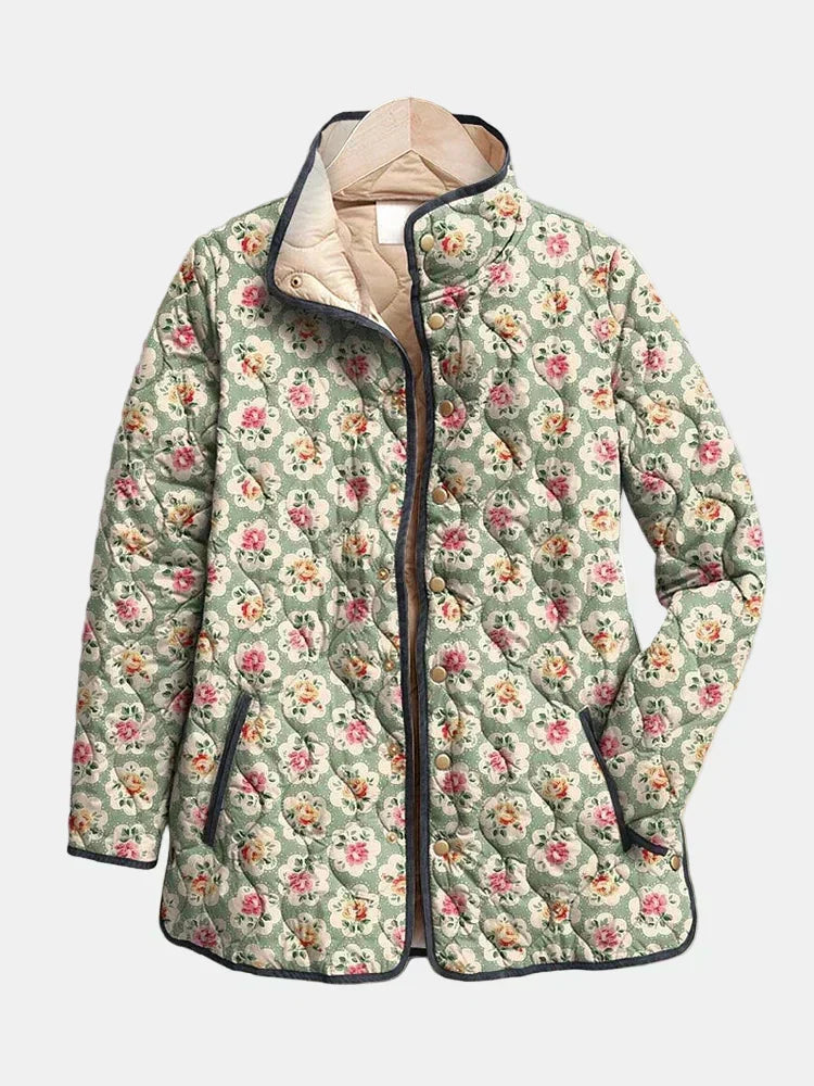 Frederica | Vintage Floral Art Print Quilted Jacket