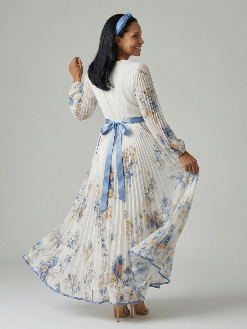 Benita | Pleated Wrap Midi Dress