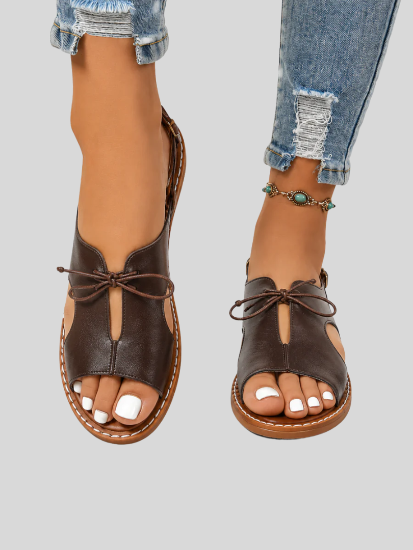 Palmira™ - Elegant Leather Lace Up Sandals