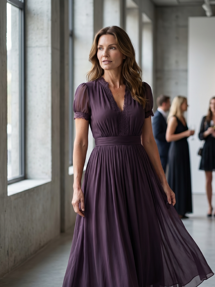 Orane | Gathered Waist Keyhole Maxi Dress