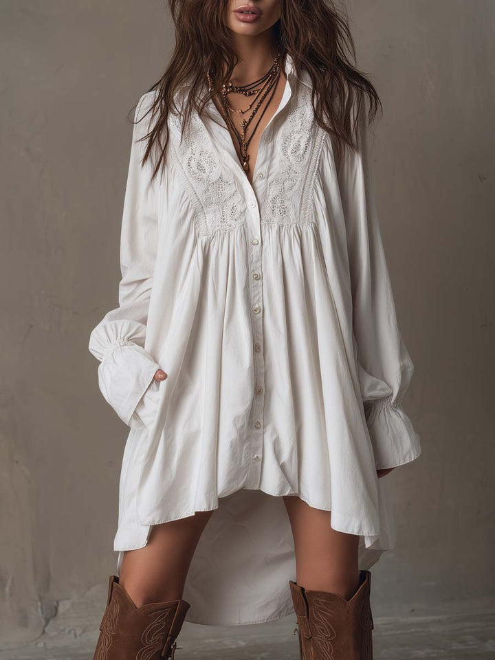Renee | Lace Detail Shirt Dress
