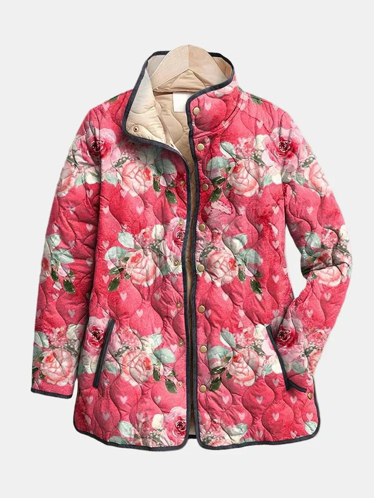 Pippa | Charming Pink Floral Print Quilted Jacket — Final Edit