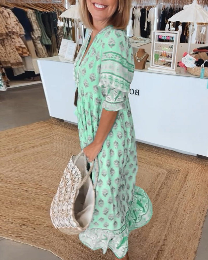 Elina | Chic Floral V-Neck Dress