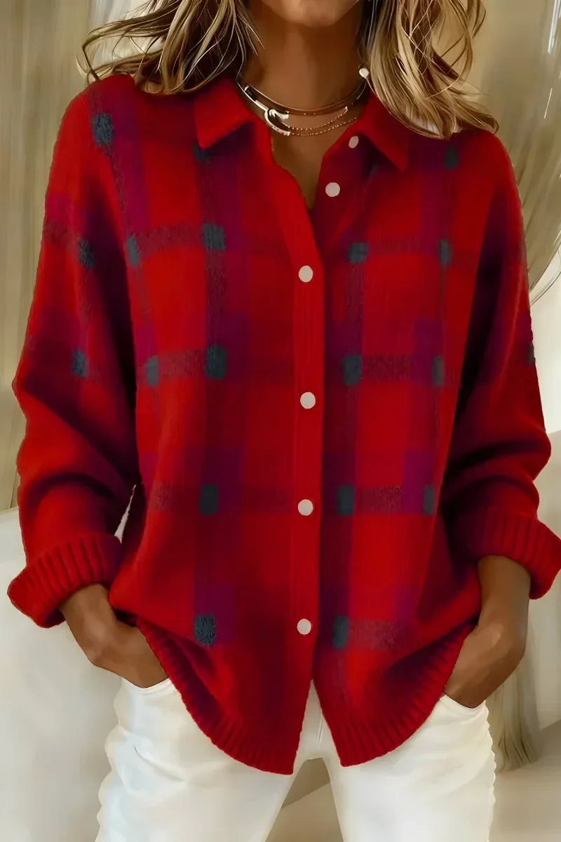 Diantha™ | Soft Plaid Button Cardigan