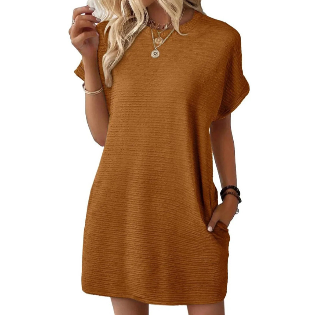 JOELLE – Casual Minimalist Round Neck Summer Dress