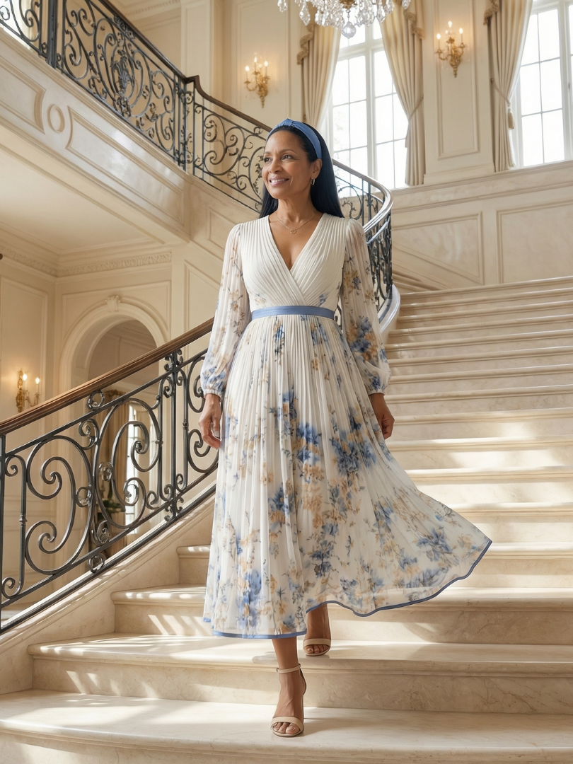 Benita | Pleated Wrap Midi Dress