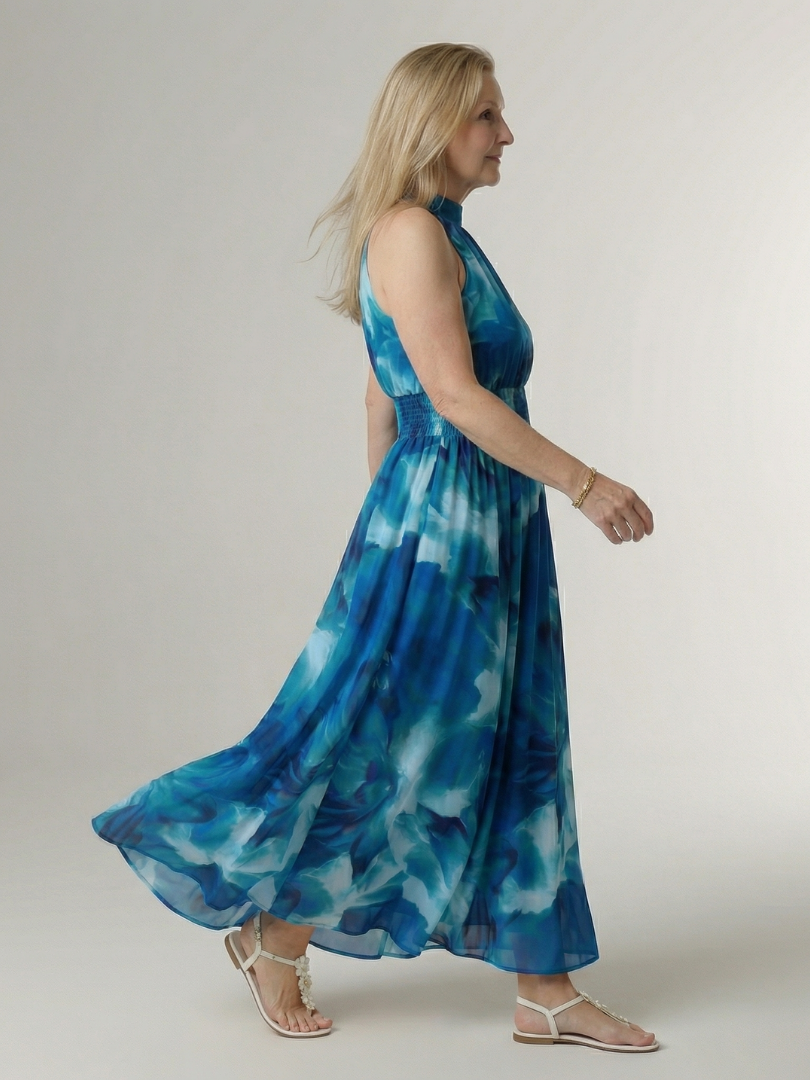 Adelia | Gathered Halter Midi Dress