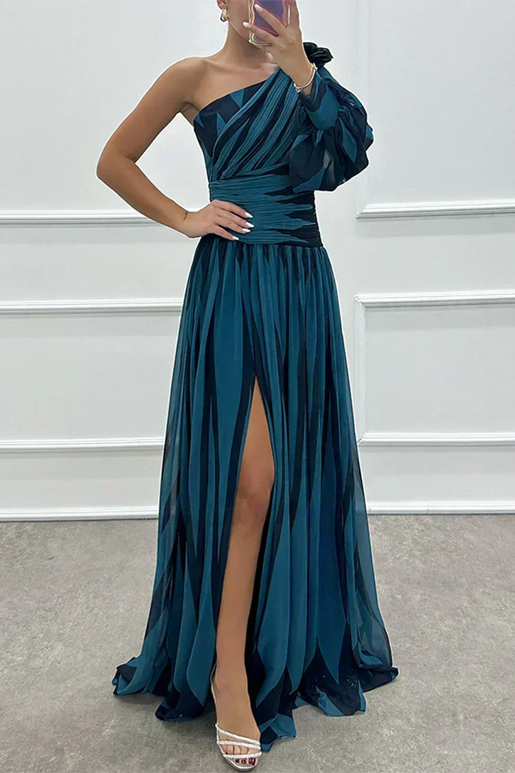 Harrow & Lane™ | Elegant Striped Maxi Dress with One Shoulder
