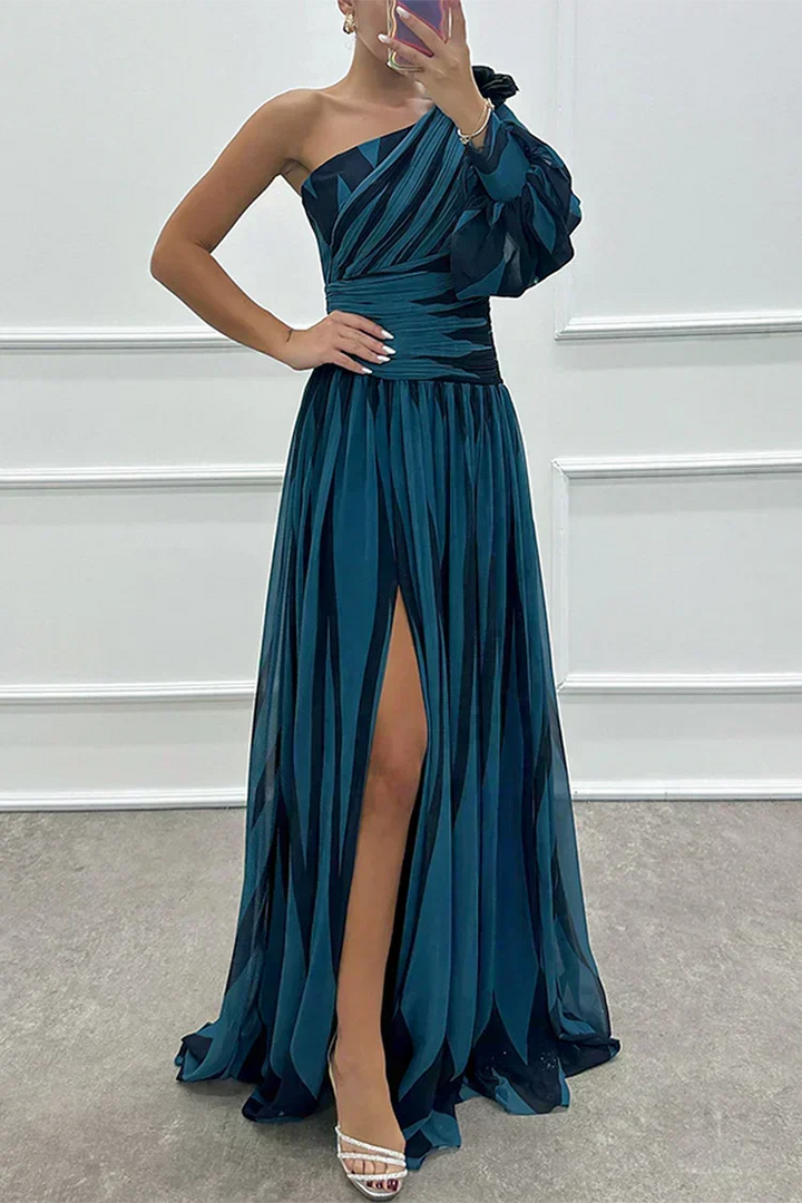 Harrow & Lane™ | Elegant Striped Maxi Dress with One Shoulder