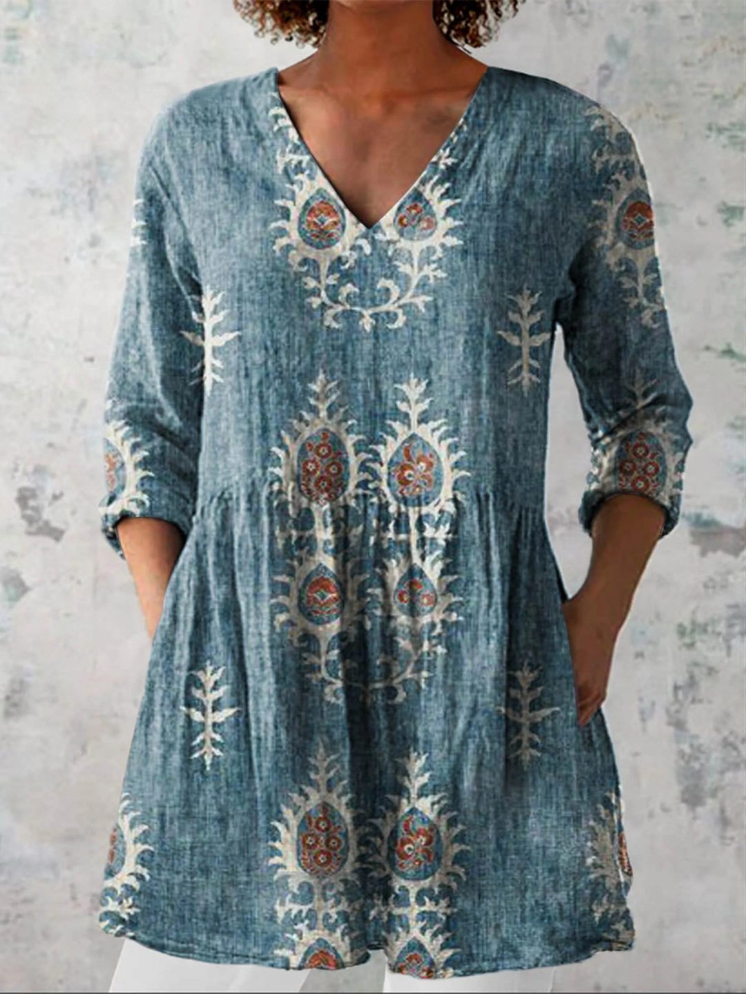 Persephone | Long Blouse with V-Neck