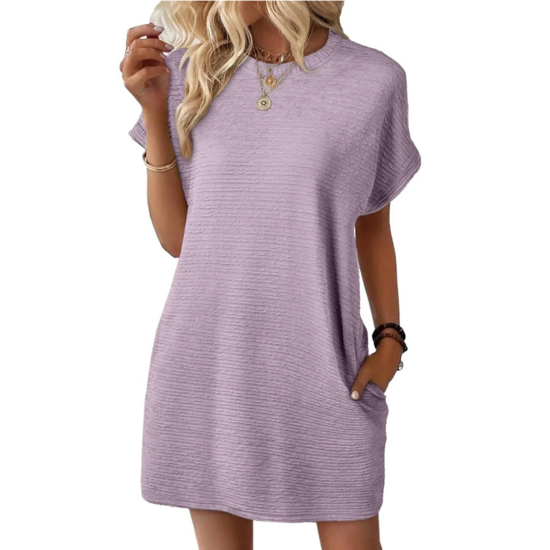 JOELLE – Casual Minimalist Round Neck Summer Dress