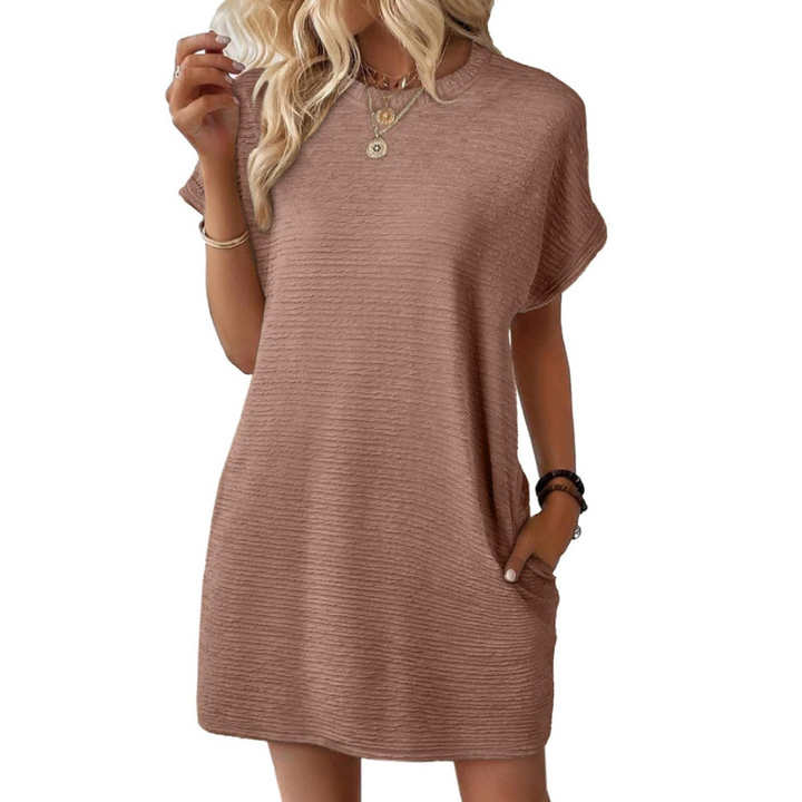 JOELLE – Casual Minimalist Round Neck Summer Dress