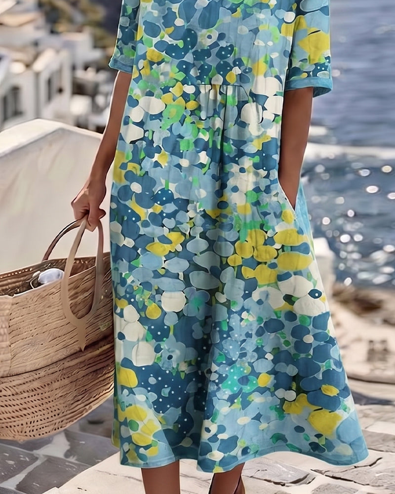 MAGALI™ - ELEGANT FLORAL SUMMER MIDI DRESS