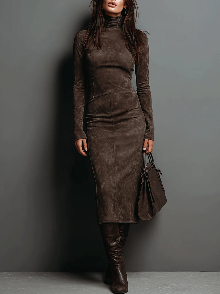 Aimee - Long Brown Midi Dress