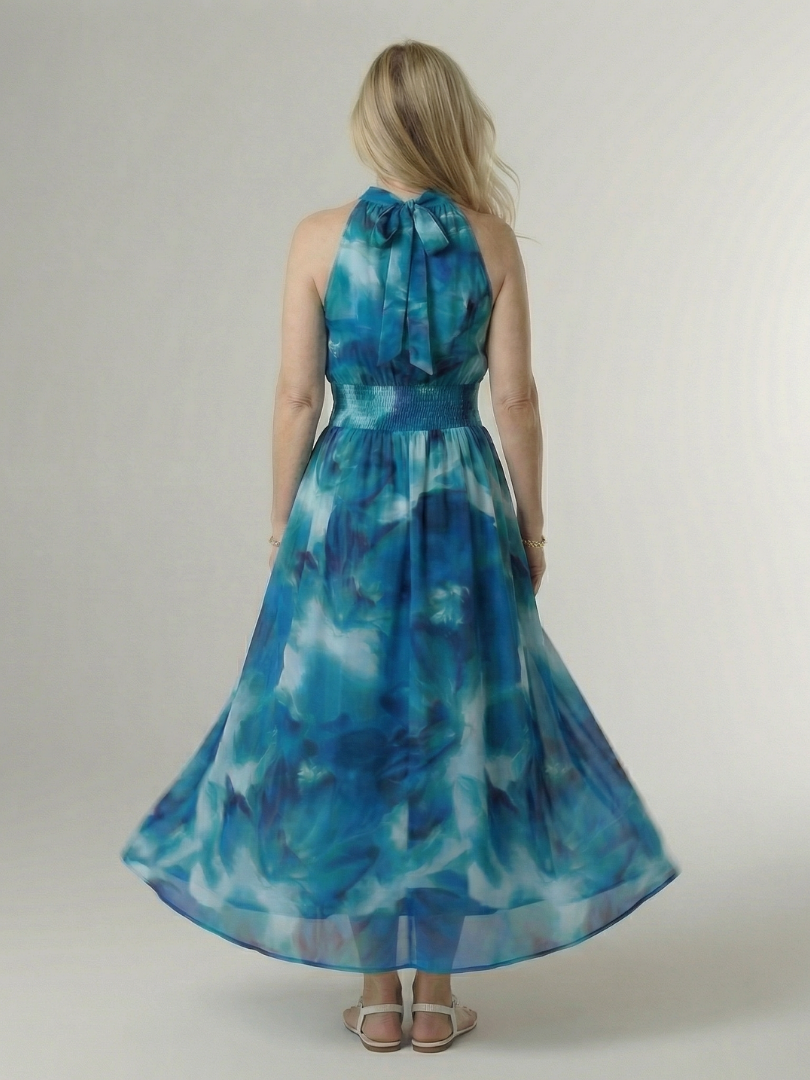 Adelia | Gathered Halter Midi Dress