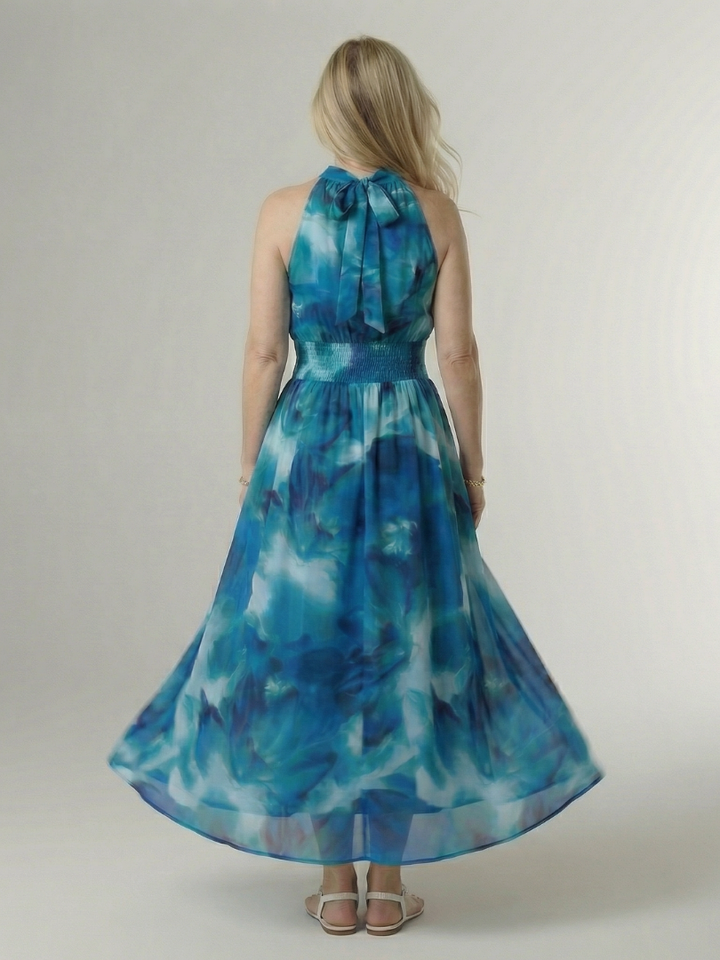 Adelia | Gathered Halter Midi Dress
