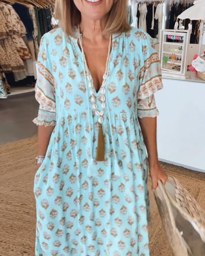 Elina | Chic Floral V-Neck Dress