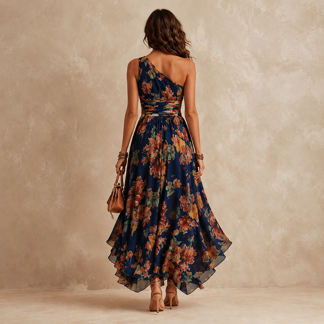 Elise | One-Shoulder Floral Maxi