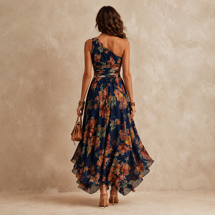 Elise | One-Shoulder Floral Maxi